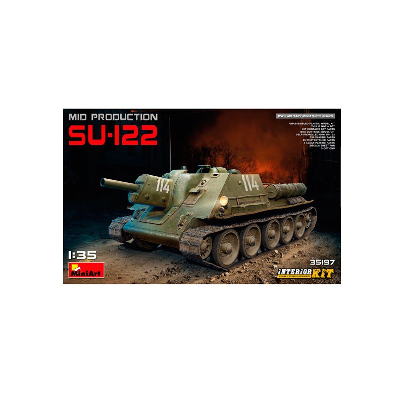 Maquette de Char en plastique SU-122 Mid P. + Intérieur 1/35