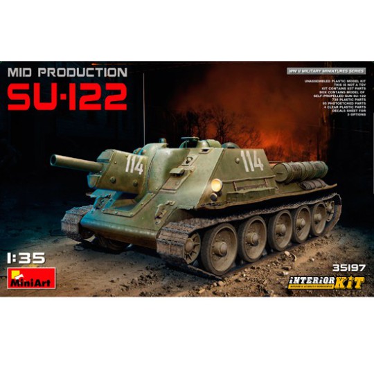 Maquette de Char en plastique SU-122 Mid P. + Intérieur 1/35 Maquette de Char en plastique SU-122 Mid P. + Intérieur 1/35