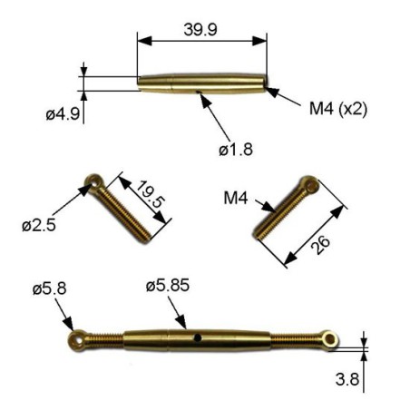 Accessoire embarqué Tendeur M4 x 40mm (2 pcs)
