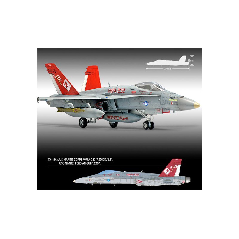 Maquette d'avion en plastique USMC F/A 18A+ VMFA-232 Red Devils 1/72