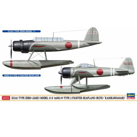 Maquette d'avion en plastique E13A1 TYPE ZERO MODEL 11 + A6M2-N TYPE 2 1/72 Maquette d'avion en plastique E13A1 TYPE ZERO MODEL 11 + A6M2-N TYPE 2 1/72
