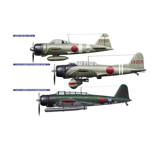 Maquette d'avion Zero fighter type 21 & Type 99 Carrier Dive-bomber model 11 & Type 97 Carrier attack-bomber model 3 1/48 Maquette d'avion Zero fighter type 21 & Type 99 Carrier Dive-bomber model 11 & Type 97 Carrier attack-bomber model 3 1/48