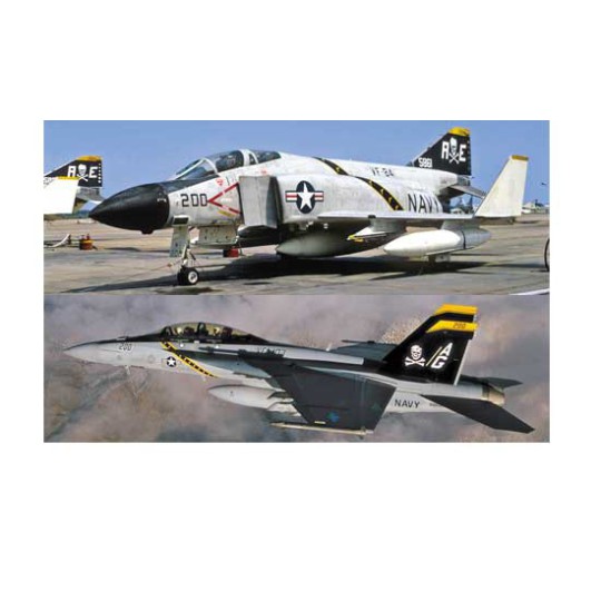Maquette d'avion en plastique Combo F-4J & F/A-18E 1/72 Maquette d'avion en plastique Combo F-4J & F/A-18E 1/72