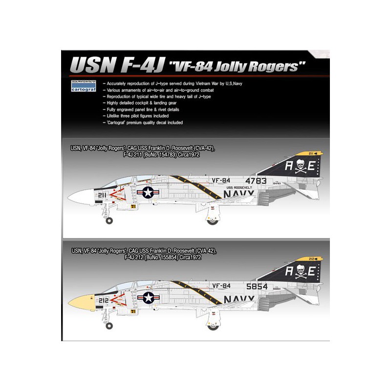 Maquette d'avion en plastique F-4J VF-84 Jolly Rogers 1/48 Maquette d'avion en plastique F-4J VF-84 Jolly Rogers 1/48