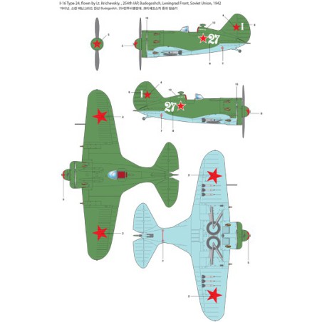 Maquette d'avion en plastique POLIKARPOV I-16 T.24 1/48 Maquette d'avion en plastique POLIKARPOV I-16 T.24 1/48