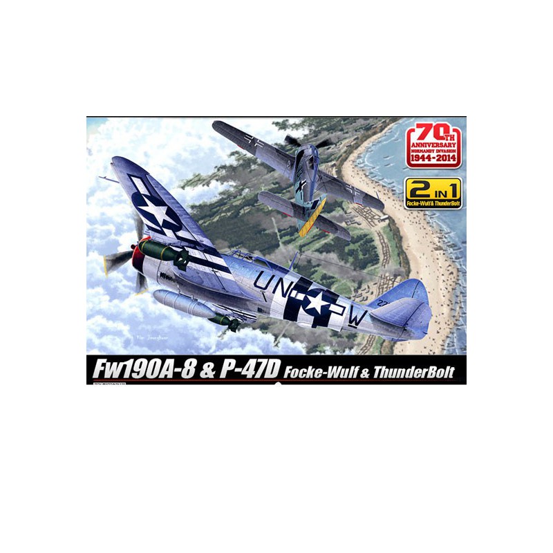 Maquette d'avion en plastique D-DAY P-47& FW190A-8 Combo 1/72