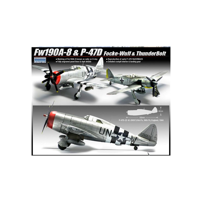 Maquette d'avion en plastique D-DAY P-47& FW190A-8 Combo 1/72