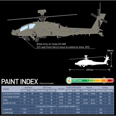 Maquette d'hélicoptère en plastique AH-64 Afganistan 1/72 Maquette d'hélicoptère en plastique AH-64 Afganistan 1/72