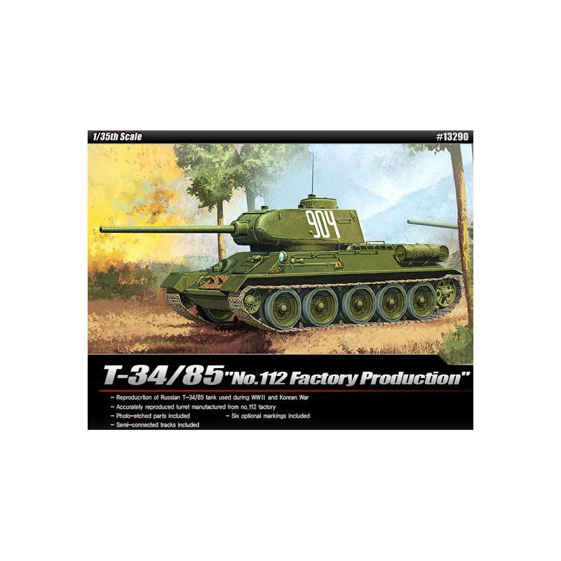 Maquette de Char en plastique T34/85 N°112 Factory Prod.1/35