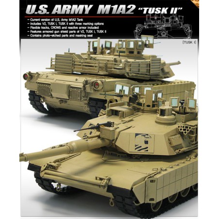 Maquette de Char en plastique U.S. Army M1A2 TUSK II 1/35 Maquette de Char en plastique U.S. Army M1A2 TUSK II 1/35