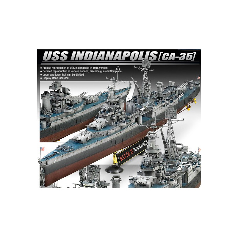 Maquette de Bateau en plastique U.S.S CA-35 Indianapolis 1/350
