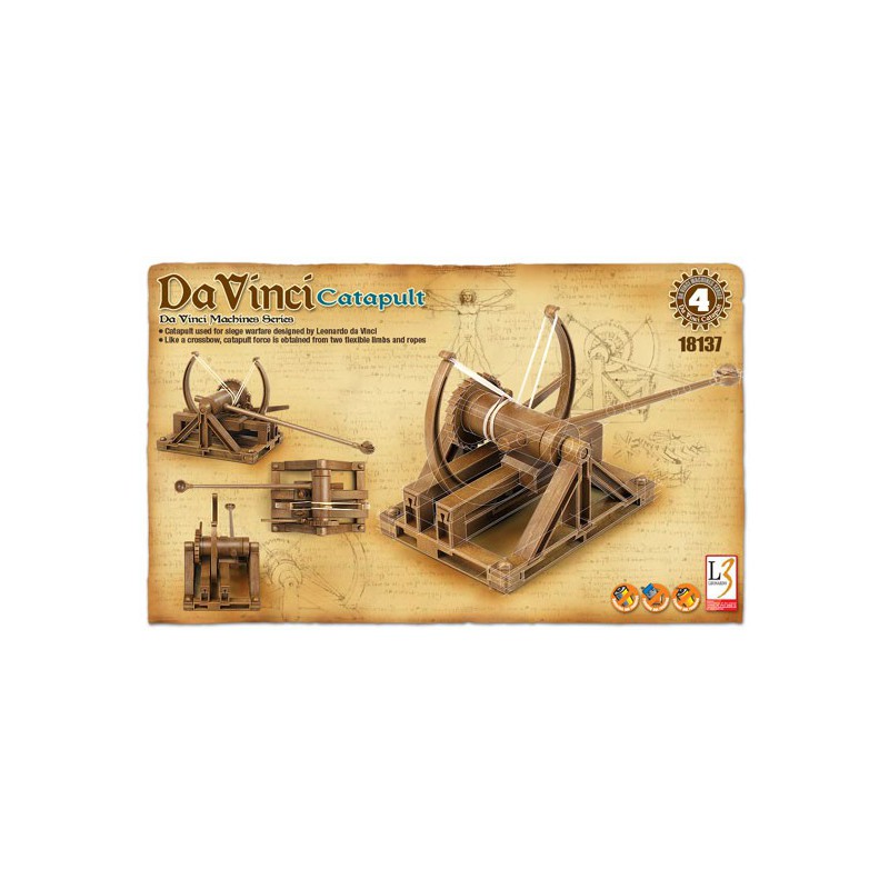Maquette plastique éducative CATAPULTE MACHINE LEONARD DE V