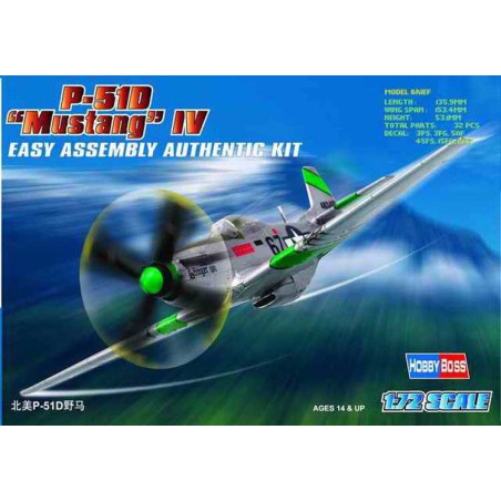 Maquette d'avion en plastique P-51 D Mustang IV 1/72 Maquette d'avion en plastique P-51 D Mustang IV 1/72