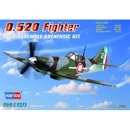 Maquette d'avion en plastique Dewoitine D 520 1/72 Maquette d'avion en plastique Dewoitine D 520 1/72