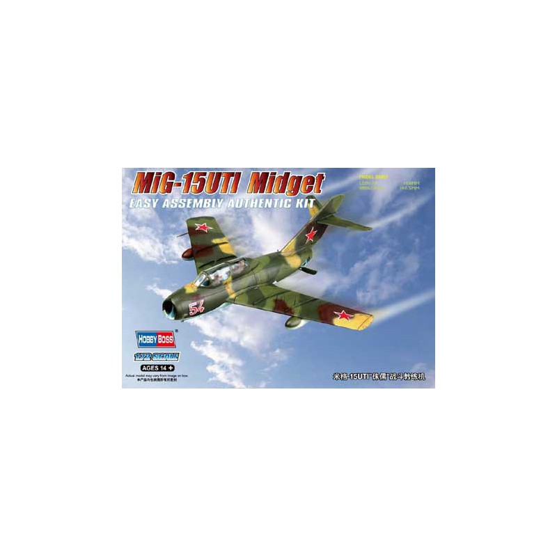 Maquette d'avion en plastique MIG-15 UTI 1/72