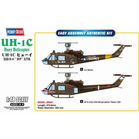 Maquette d'hélicoptère en plastique UH-1C Helicopter 1/48 Maquette d'hélicoptère en plastique UH-1C Helicopter 1/48