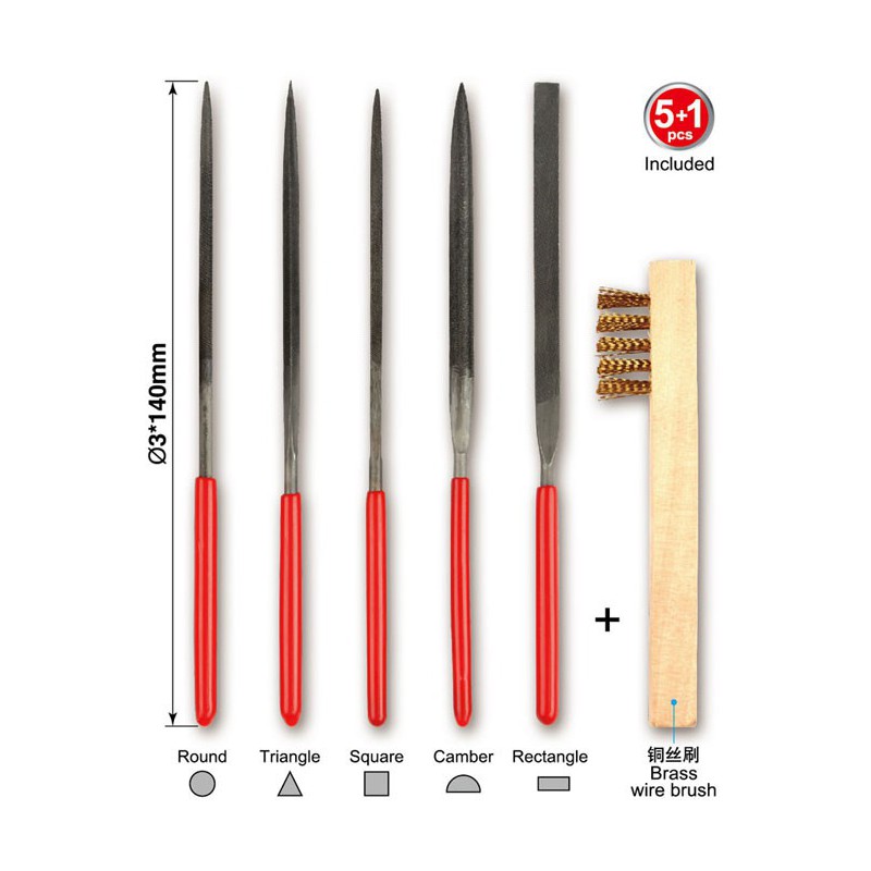 Outil pour maquette Set de 5 limes fines + brosse métallique