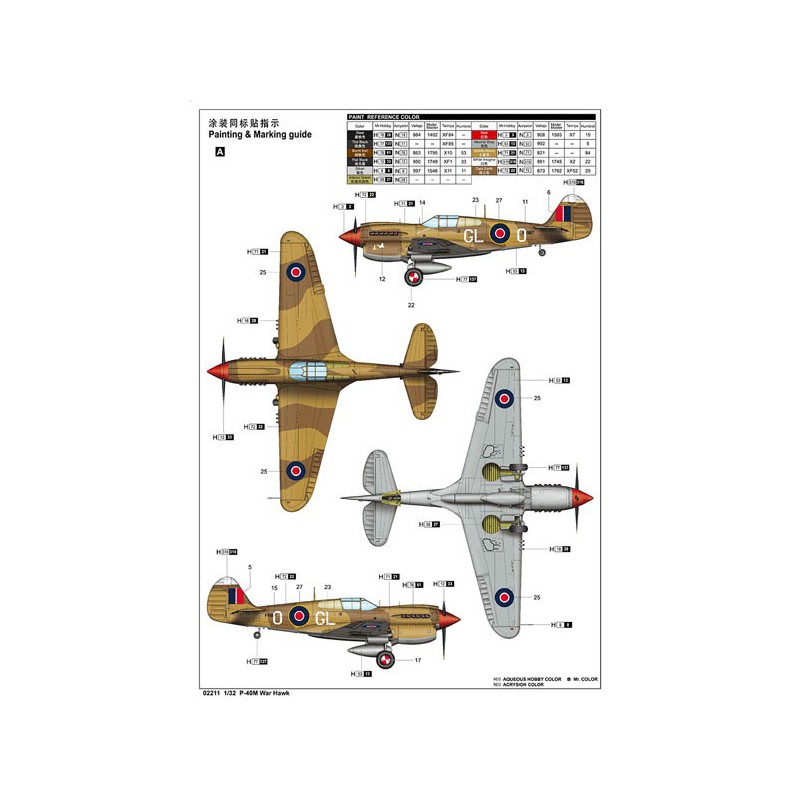 Maquette d'avion en plastique P-40M War Hawk 1/32