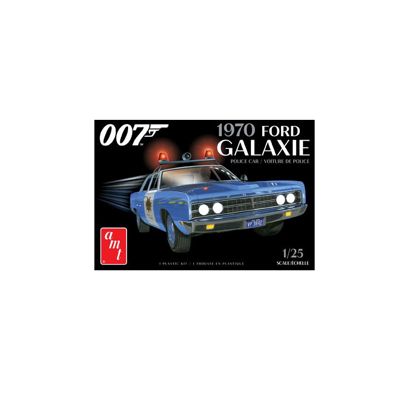 Maquette de voiture en plastique 1970 Ford Galaxie Police Car James Bond 1:25
