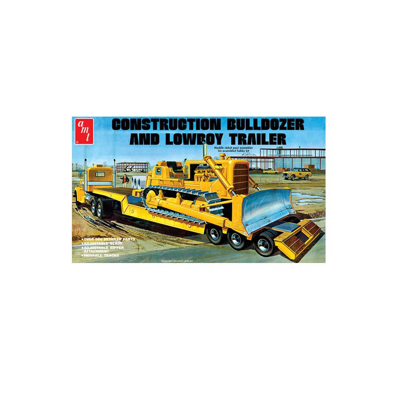 Maquette de camion en plastique Lowboy Trailer & Bulldozer Combo 1:25