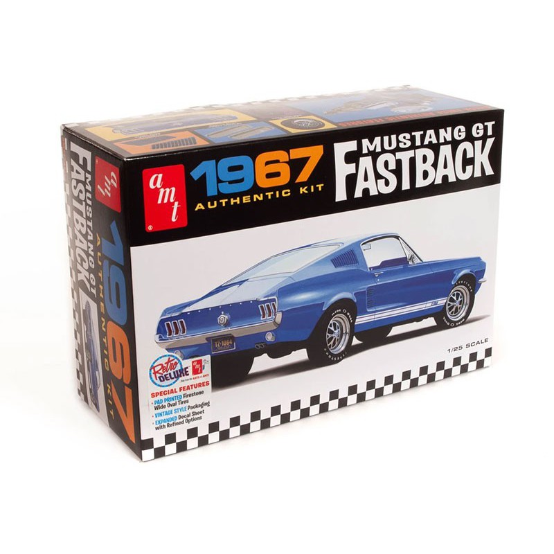 Maquette de voiture en plastique 1967 Ford Mustang GT Fastback 1:25 Maquette de voiture en plastique 1967 Ford Mustang GT Fastback 1:25