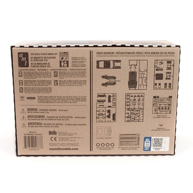 Maquette de voiture en plastique 1967 Ford Mustang GT Fastback 1:25 Maquette de voiture en plastique 1967 Ford Mustang GT Fastback 1:25