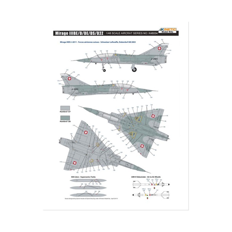 Maquette d'avion en plastique MIRAGE IIIBE/D/DE/DS/D2Z 1/48
