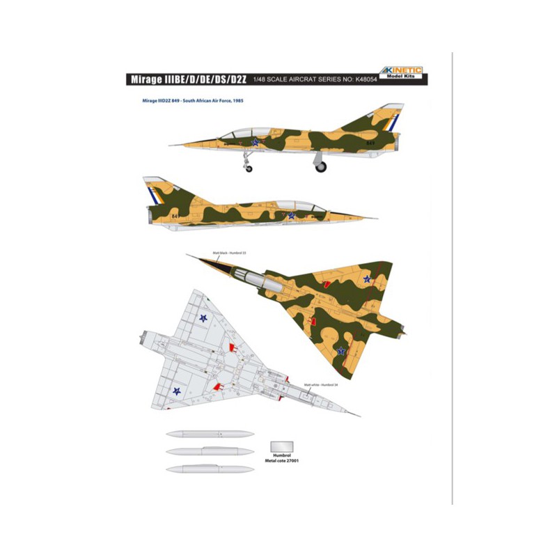Maquette d'avion en plastique MIRAGE IIIBE/D/DE/DS/D2Z 1/48