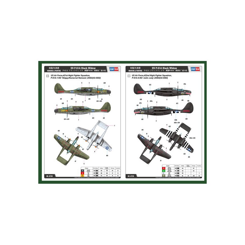 Maquette d'avion en plastique P-61A Black Widow 1/72