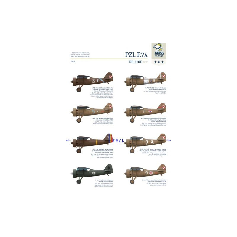 Maquette d'avion en plastique PZL P.7a Deluxe set 1/72