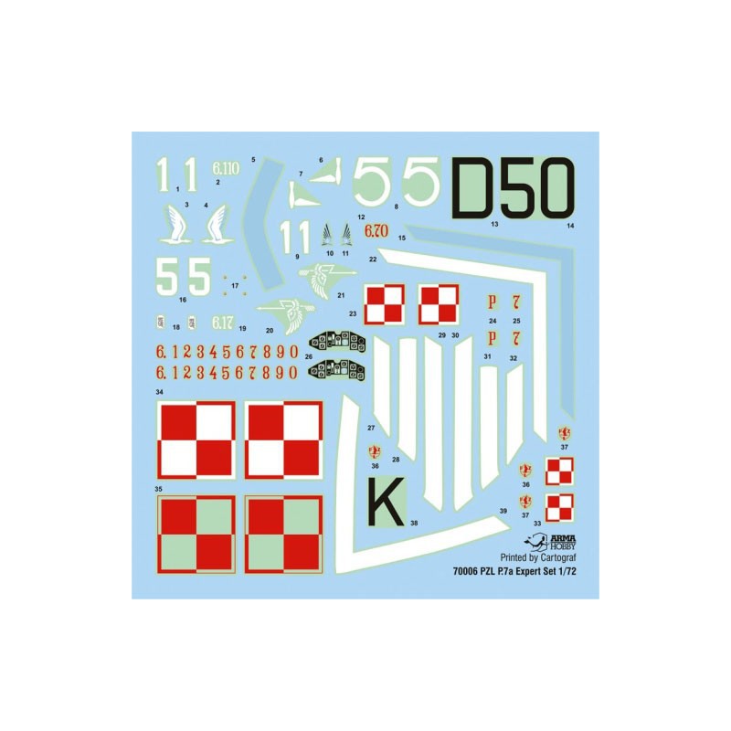 Maquette d'avion en plastique PZL P.7a Expert set 1/72