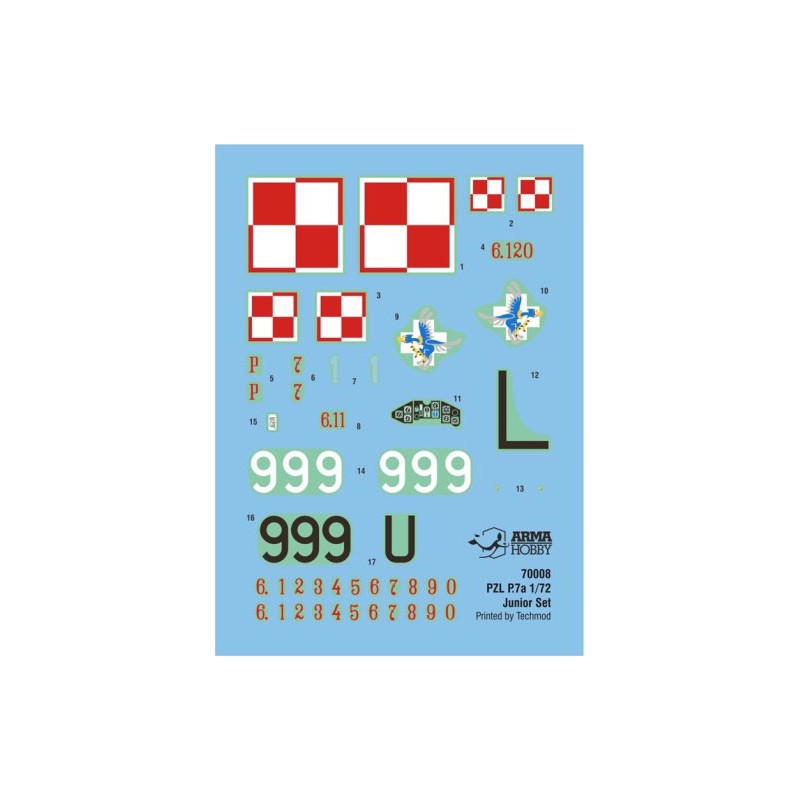 Maquette d'avion en plastique PZL P.7a Junior set 1/72