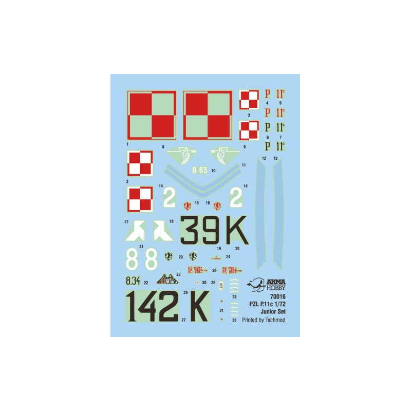 Maquette d'avion en plastique PZL P.11c Junior set 1/72