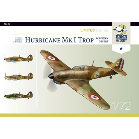 Maquette d'avion en plastique Hurricane Mk I trop French Limited Edition 1/72 Maquette d'avion en plastique Hurricane Mk I trop French Limited Edition 1/72