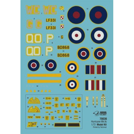 Maquette d'avion en plastique Hurricane Mk IIc Model kit 1/72 Maquette d'avion en plastique Hurricane Mk IIc Model kit 1/72