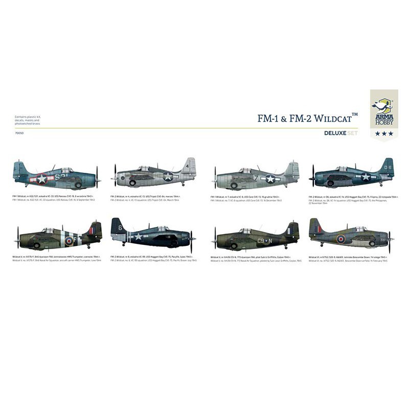 Maquette d'avion en plastique FM-1 & FM-2 Wildcat Deluxe Set 1/72