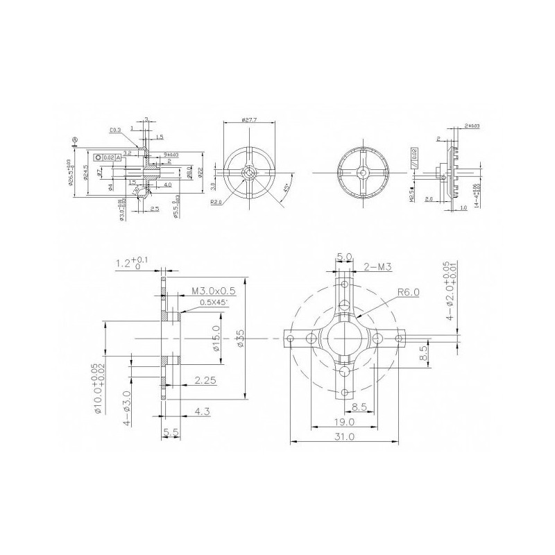 Moteur électrique radiocommandé Moteur DM2203 Kv1600
