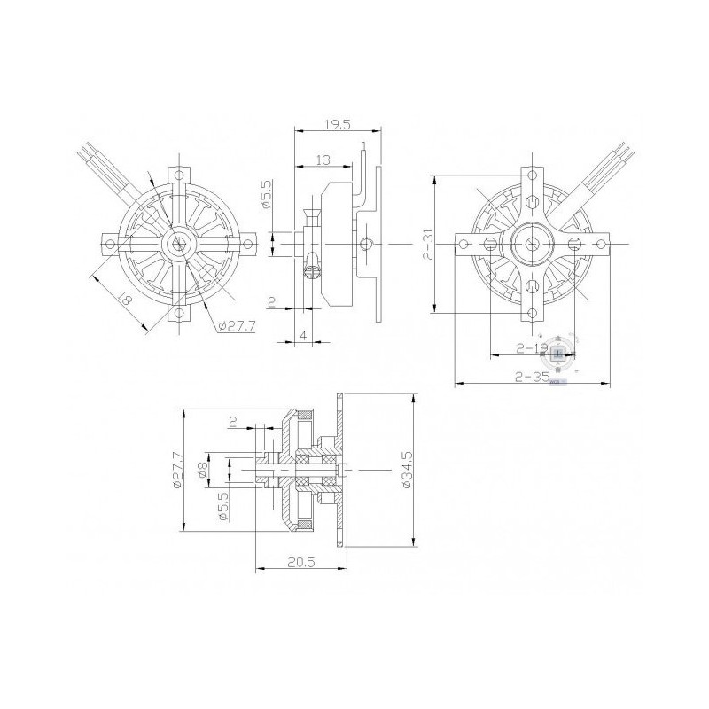 Moteur électrique radiocommandé Moteur DM2203 Kv2100