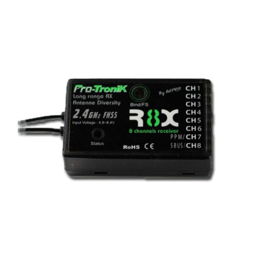 Accessoire pour radio Récepteur FHSS R8X 8 voies Pro-Tronik Accessoire pour radio Récepteur FHSS R8X 8 voies Pro-Tronik