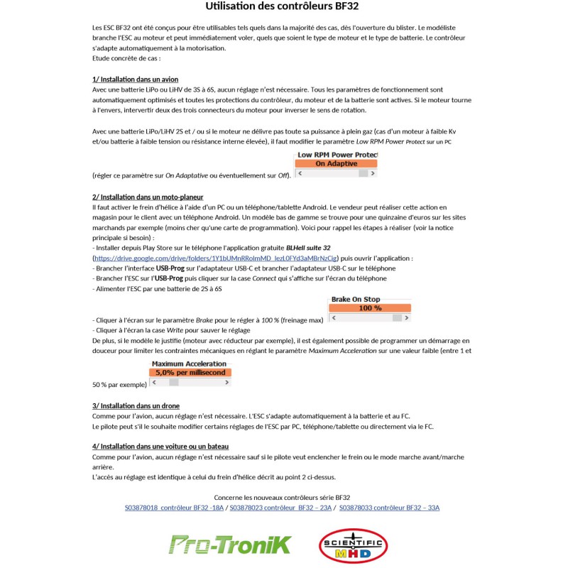 Moteur électrique radiocommandé Variateur BF32-18A