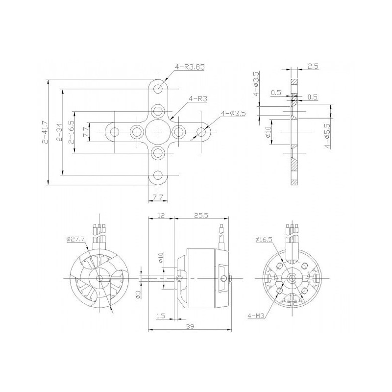 Moteur électrique radiocommandé Moteur DM2210 Kv1400