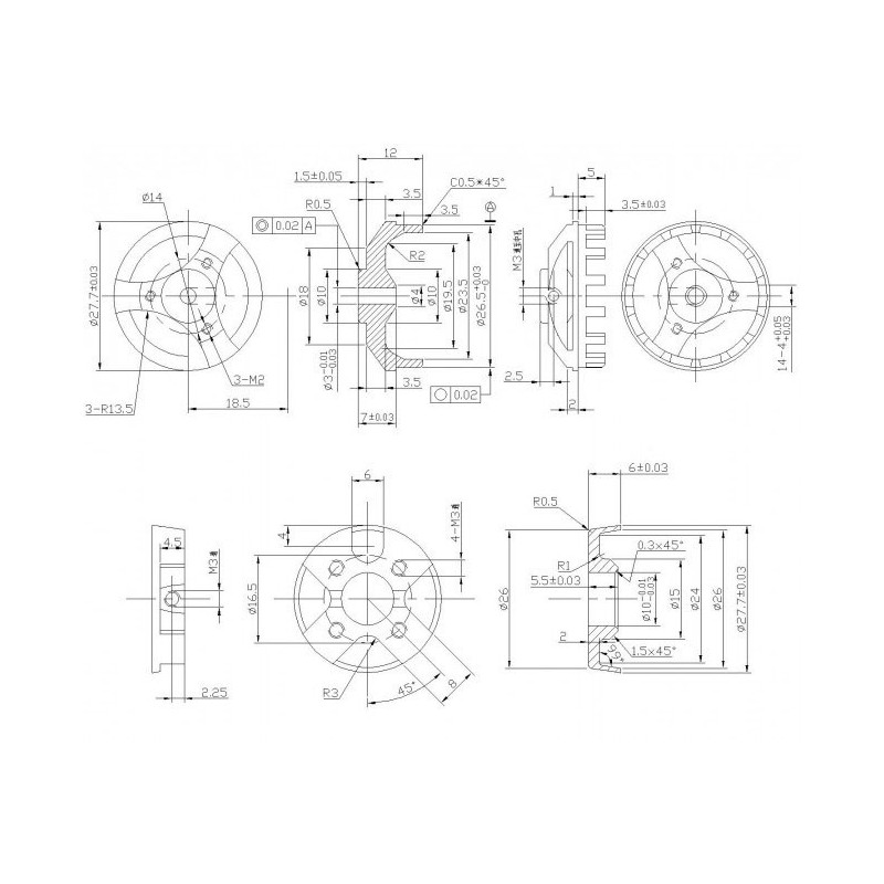 Moteur électrique radiocommandé Moteur DM2210 Kv1700