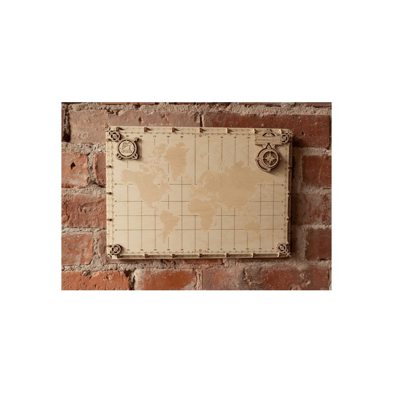 Puzzle 3D mécanique facile pour maquette Carte du monde Expédition série points