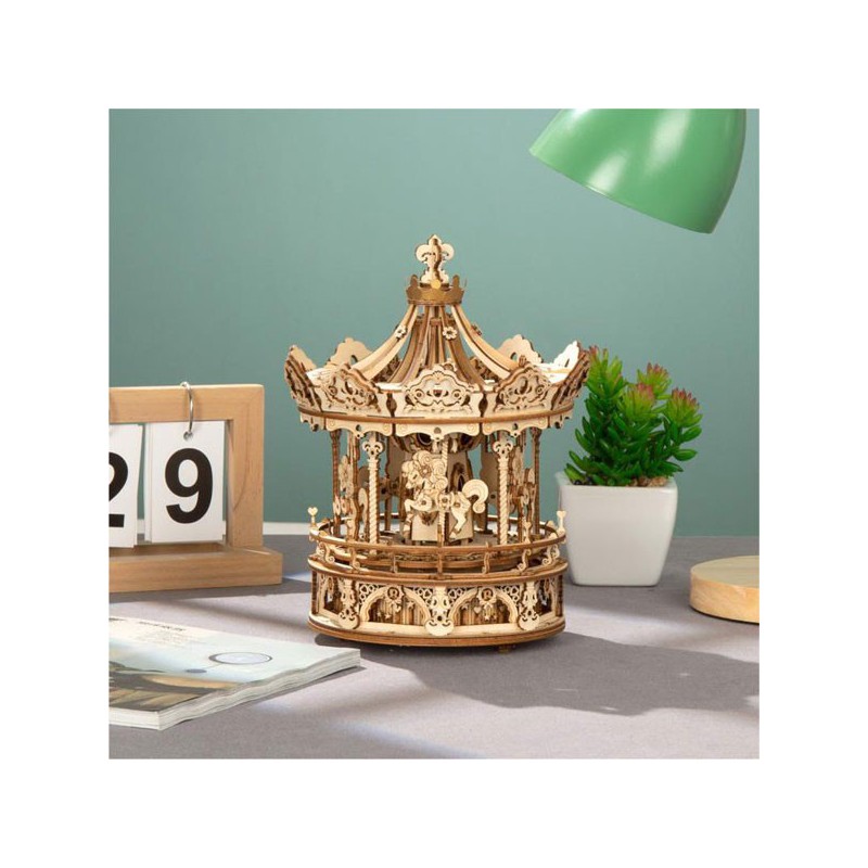Puzzle 3D mécanique intermédiaire pour maquette Le carrousel romantique musical