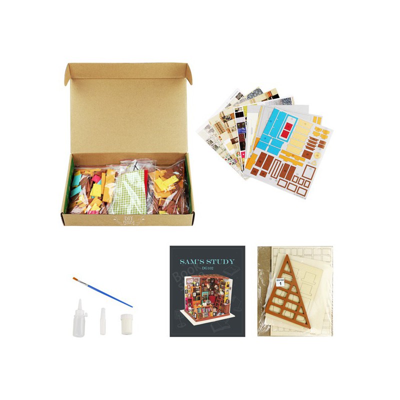 Puzzle 3D mécanique intermédiaire pour maquette La bibliothèque de Sam