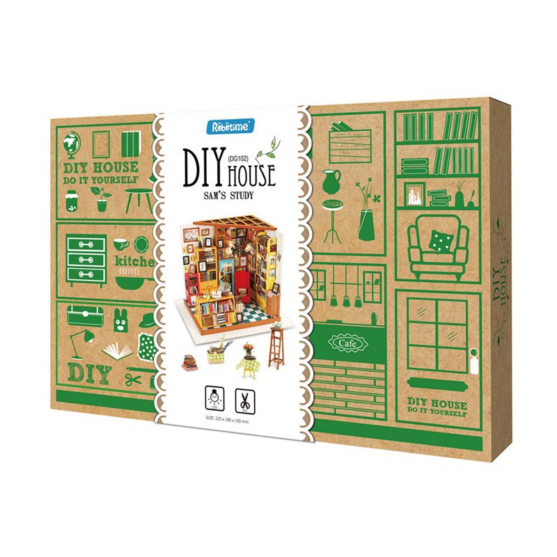 Puzzle 3D mécanique intermédiaire pour maquette La bibliothèque de Sam