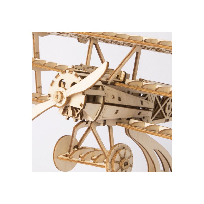 Puzzle 3D mécanique facile pour maquette Avion Triplan Robotime