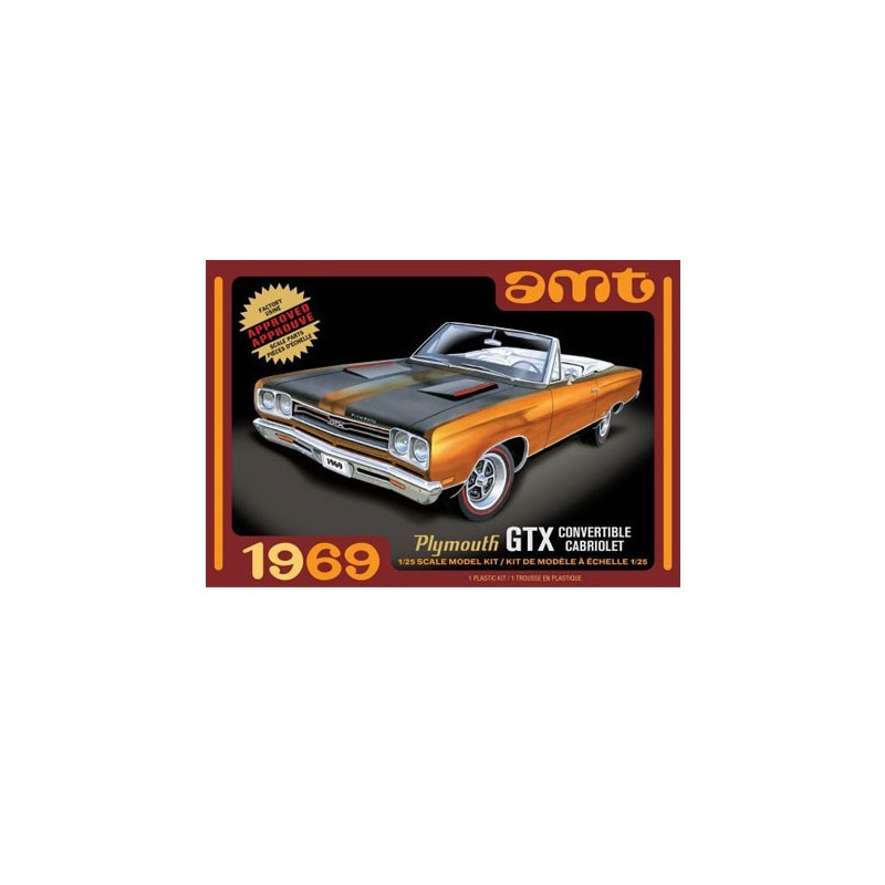 Maquette de voiture en plastique 1969 Plymouth GTX Convertible 1/25