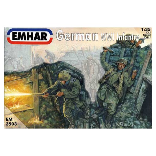 Figura y soldado de infantería alemana 1/35 Primera Guerra Mundial Maquette de Char en plastique INFANTERIE ALLEMANDE et EQUIPAGE CHARS WWI1/35