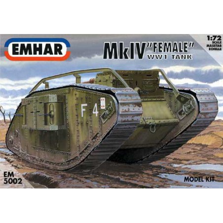 Maquette de Char en plastique MkIV "FEMALE" WWI TANK 1/72 Maquette de Char en plastique MkIV "FEMALE" WWI TANK 1/72